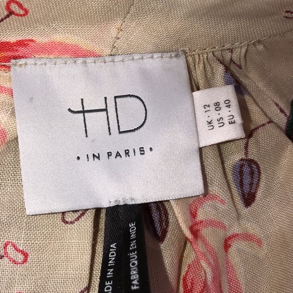 HD in Paris Anthropologie size 8 tan floral boho top - Picture 5 of 8